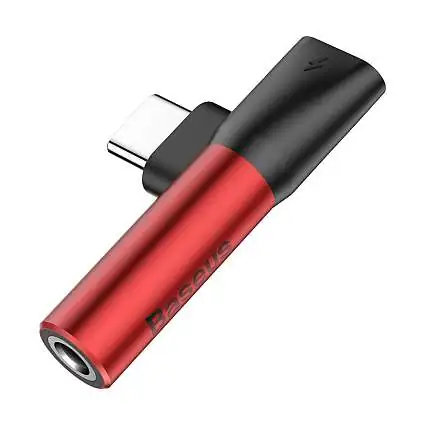 Présentation Baseus Adaptateur Audio et Charge USB-C vers Jack 3,5 mm Alu Rouge