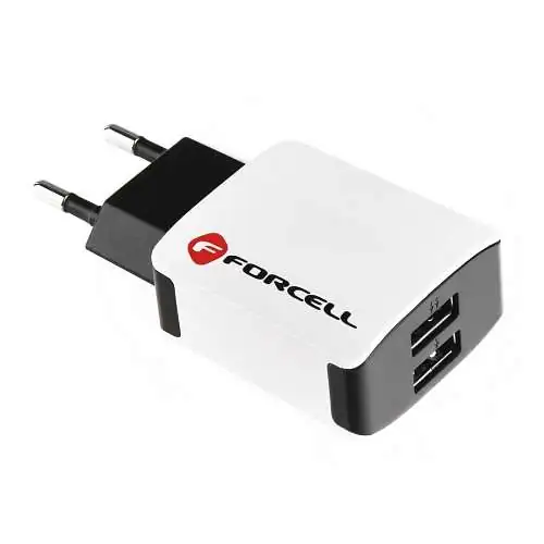 Chargeur Secteur 2 ports USB 2A Blanc de Forcell