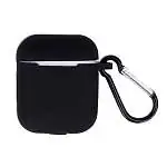 Présentation Étui Coque Silicone pour Apple AirPods (1 & 2) Noir, Crochet Amovible