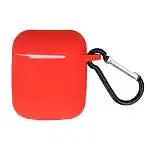 Présentation Étui Coque Silicone AirPods (1 & 2) Apple Rouge Crochet Amovible