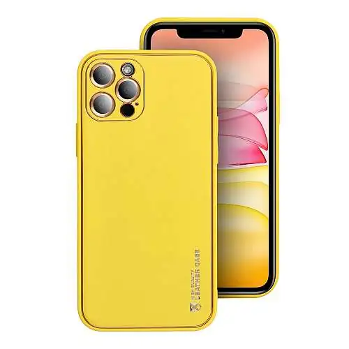 Coque Éco Cuir Summer iPhone 15 Pro Max, Inserts Metal, Jaune