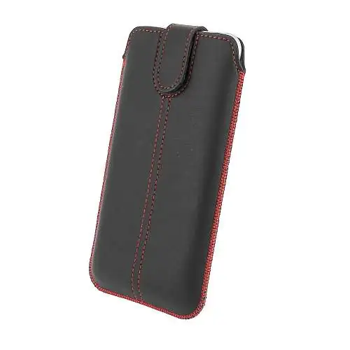 Housse Étui Eco Cuir Noir, Languette Fermeture et Extraction Facile 6,1 
