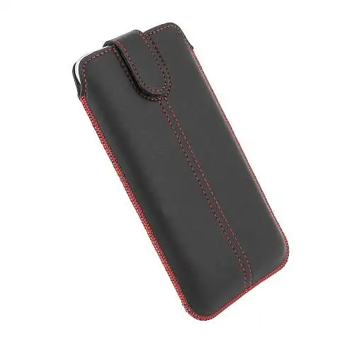 Housse Étui Éco Cuir Noir, Languette Fermeture et Extraction Facile 6,7 