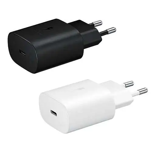 Lot 2 Chargeurs Samsung Original Ultra Rapide 25W USB-C TA-800 Blanc et Noir