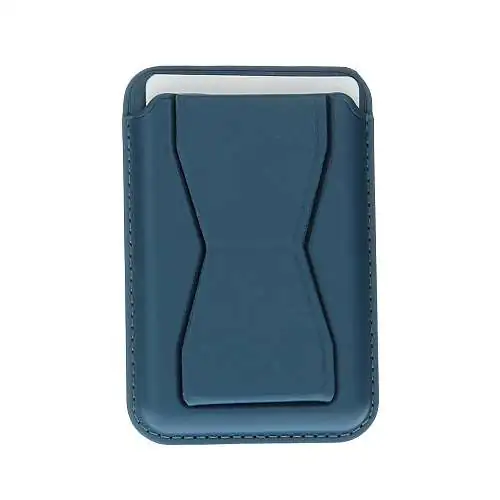 Porte Carte Universel avec Support Aimanté pour SmartPhone - Eco-Cuir Bleu