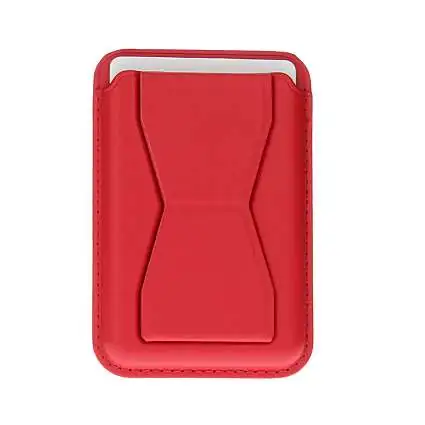 Présentation Porte Carte Universel avec Support Aimanté pour SmartPhone - Eco-Cuir Rouge