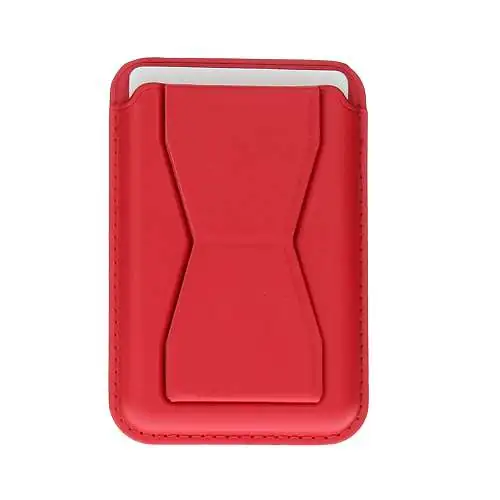 Porte Carte Universel avec Support Aimanté pour SmartPhone - Eco-Cuir Rouge