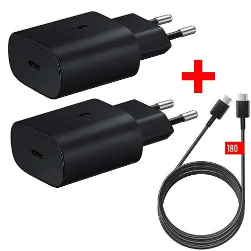 Samsung Pack 2 Chargeurs Ultra Rapide 25W + 1 Câble 1,80m Noir