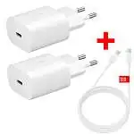 Présentation Samsung Pack 2 Chargeurs Ultra Rapide 25W + 1 Câble 1,80m Blanc