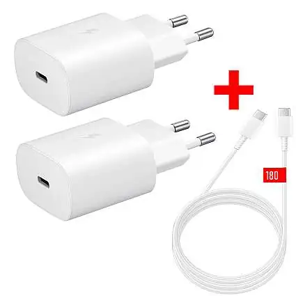 Présentation Samsung Pack 2 Chargeurs Ultra Rapide 25W + 1 Câble 1,80m Blanc