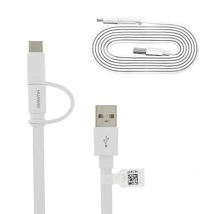 Présentation Huawei Câble Original Micro USB et USB-C Modèle AP-55s 150 cm Blanc