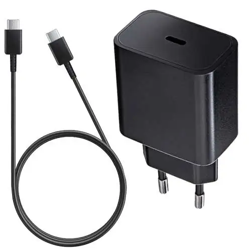 Lot Chargeur Rapide 25W + Câble USB-C 1m QC 4.0 Noir