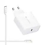 Présentation Chargeur Forcell Rapide 45W AFC + Câble Lightning® PD et QC 4.0 Blanc