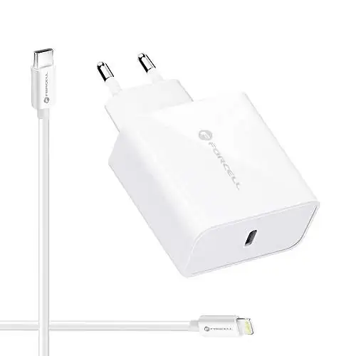 Chargeur Forcell Rapide 45W AFC + Câble Lightning® PD et QC 4.0 Blanc