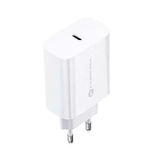 Chargeur Rapide 25W Forcell AFC USB-C PD et QC 4.0 Blanc