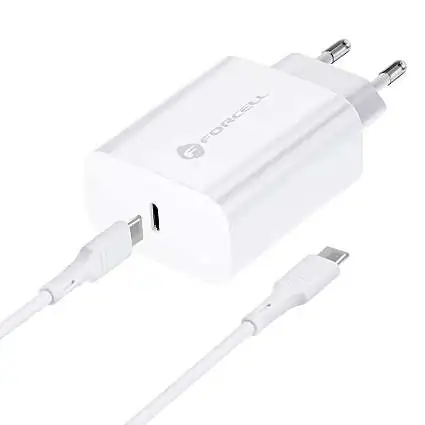 Présentation Chargeur Rapide 25W Forcell AFC + Câble USB-C PD et QC 4.0 Blanc