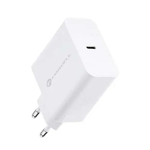 Chargeur Ultra Rapide 45W Forcell  AFC USB-C PD et QC 4.0 Blanc