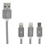 Présentation Devia Câble USB vers Micro-USB et Lightning Nylon 120 cm Argent