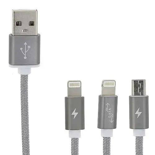 Devia Câble USB vers Micro-USB et Lightning Nylon 120 cm Argent