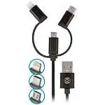 Présentation Forever Câble USB vers Micro-USB + USB-C + Lightning Nylon 1m Noir