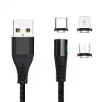 Présentation Cable Magnétique Universel 2A, Micro USB, Lightning®, USB-C, 1m Nylon