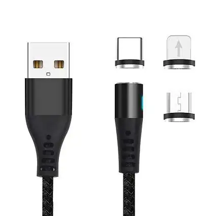 Présentation Cable Magnétique Universel 2A, Micro USB, Lightning®, USB-C, 1m Nylon