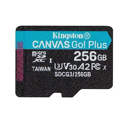 Présentation Carte mémoire microSDXC Kingston Canvas Go! Plus 256Go cl. 10 + adaptateur