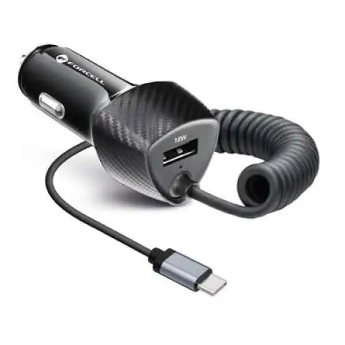 Chargeur voiture FORCELL F-ENERGY 38W USB A avec câble USB-C