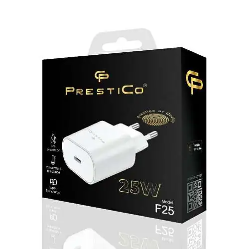Chargeur USB-C PRESTICO F25 25W Power Delivery blanc