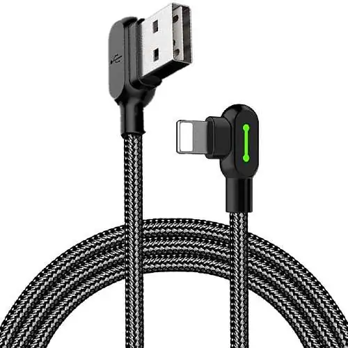 McDodo Câble USB vers Lightning Renforcé et Coudé 90° 180 cm Noir