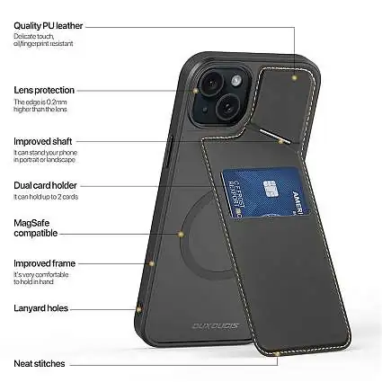 Présentation Coque DUX DUCIS avec support, compatible MagSafe iPhone 15