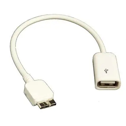 Présentation Câble OTG (Fem) vers Micro-USB v3.0 (Mâle) On The Go Blanc