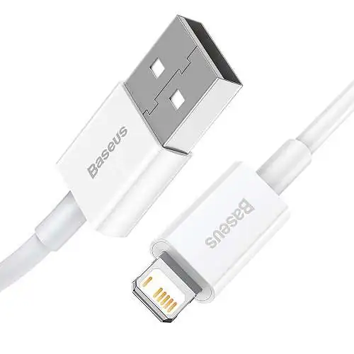 BASEUS Cable USB A vers Lightning 2,4A 1,5 m couleur blanc