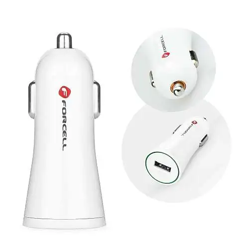 Forcell Chargeur Voiture USB 2A Quick Charge 3.0 Blanc