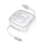 Présentation HOCO Cable retractable embouts universels PD 3A 60W U140 0,95 m Blanc