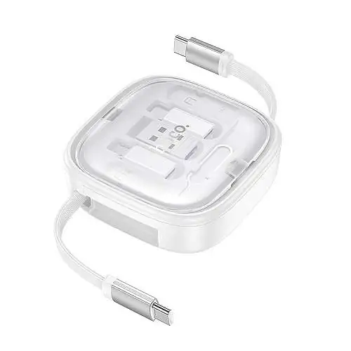 HOCO Cable retractable embouts universels PD 3A 60W U140 0,95 m Blanc
