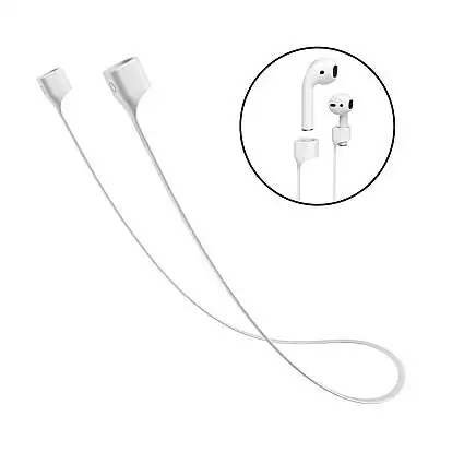 Présentation Baseus Cordon Silicone Tour de cou pour AirPods avec attache magnétique Blanc