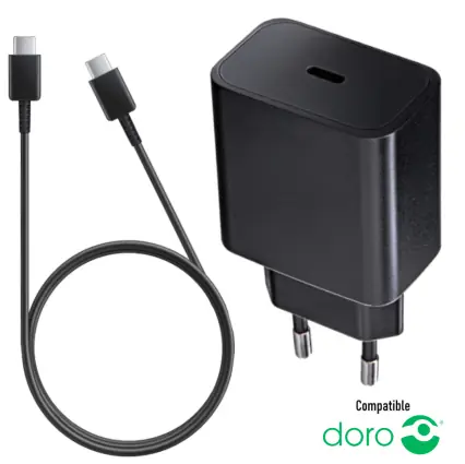 Présentation DORO série Leva - Chargeur Rapide 25W + Câble USB-C 1m