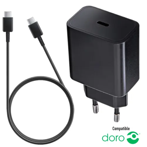 DORO série Leva - Chargeur Rapide 25W + Câble USB-C 1m