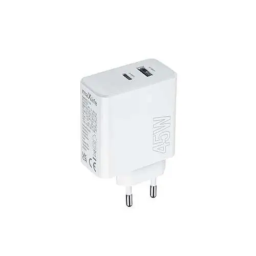 Chargeur secteur rapide Maxlife 45W PD QC – Double port USB-C + USB-A