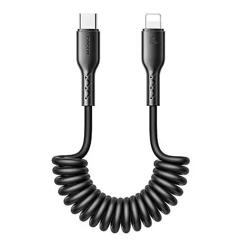 Câble torsadé Type-C to Lightning 8Pin 30W noir extensible de 30 à 150 cm