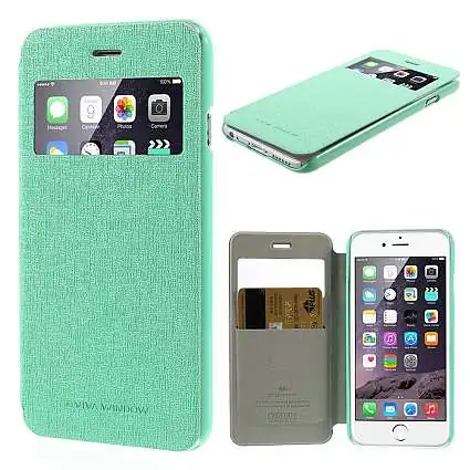 Présentation Goospery Housse Rabat Fenêtre pour iPhone SE 2020 (6/6s) Vert Cyan