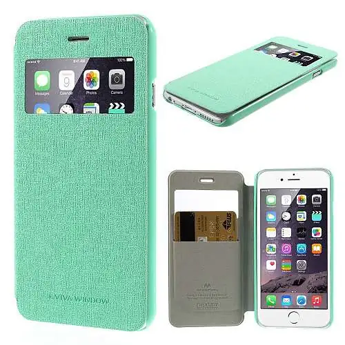 Goospery Housse Rabat Fenêtre pour iPhone SE 2020 (6/6s) Vert Cyan