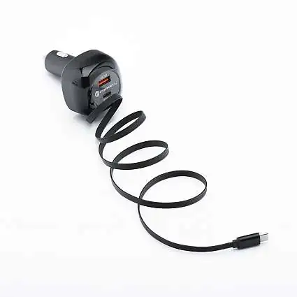 Présentation Chargeur voiture FORCELL 75W 2 Ports USB-A & USB-C + Câble Retrac