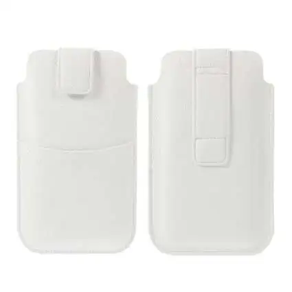 Présentation Etui Pochette SmartPhone 6,5  Eco Cuir Grainé Blanc Passant