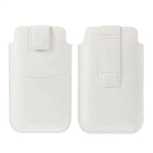 Etui Pochette SmartPhone 6,5  Eco Cuir Grainé Blanc Passant