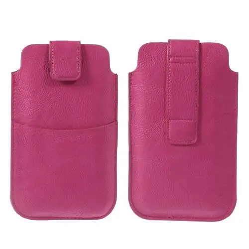 Etui Pochette SmartPhone 6,5  Eco Cuir Grainé Rose Passant