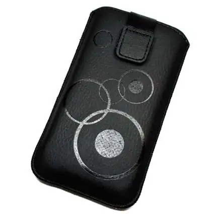 Présentation Etui Pochette SmartPhone 5,2  Façon Cuir Noir Décor Cercles