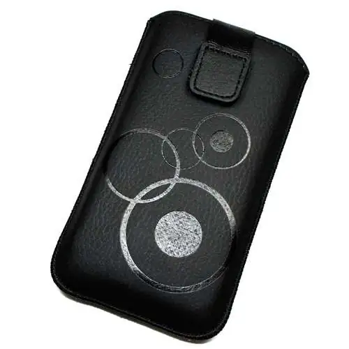 Etui Pochette SmartPhone 5,2  Façon Cuir Noir Décor Cercles