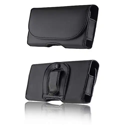 Housse Clip Ceinture SmartPhone 5,5  Eco Cuir Noir